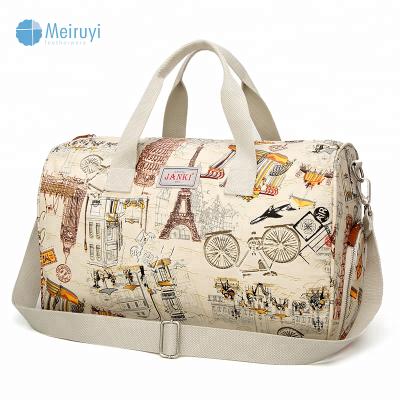 China Custom Printed High Quality Polyester Design Gym Vintage Private Label Sports Floral Yoga Travel Bags Waterproof Duffel Bag for sale