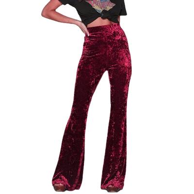 China Viable Gold Velvet High Waisted Dropshipping Dropshipping Women's Wide Leg Pants and Trousers Women Pants Women's Trousers for sale