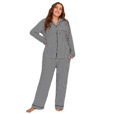 China QUICK DRY knitted two-piece set of New Europe and America home large size sleep pajamas women's sleepwear for sale