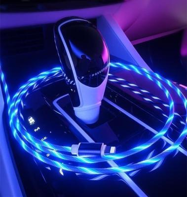 China Magnetic Fast Charging Mobile Phone Car USB Cable Phone Accessories Cable USB Led Flowing Light USB Charging Cable for sale