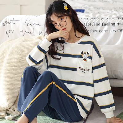 China Newest QUICK DRY pajamas colorful cartoon teen girl women striped pajamas cartoon sleepwear for sale