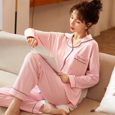 China QUICK DRY women home wear clothes autumn v neck sleepwear long pants sleeving long sets for sale