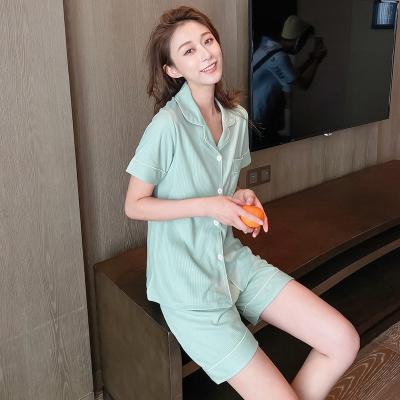 China Hot Selling QUICK DRY Milk Silk Short Sleeve Printed Lady Pajamas Girls Sleepover Pajamas for sale