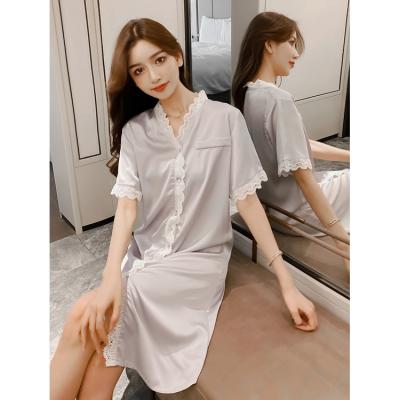 China High Quality New Arrival QUICK DRY Gray Long Clothes Women Nightgowns from China Manufacturer for sale