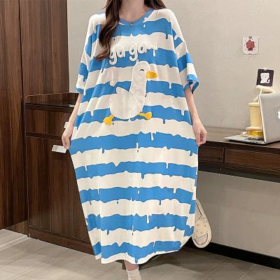 China Factory Direct Selling QUICK DRY Women's Short Sleeve Appealing Loose Pajamas Youth Crew Neck Pajama Dress for sale