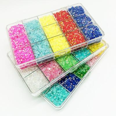 중국 Same Cut New Transparent Jelly AB Resin Nail Rhinestones Mix Color Box Flat Back Rhinestone For DIY Cup Mug Bottle Shoes Decorations 판매용