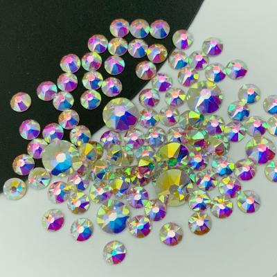 China good quality flat cut glass flower facet fix rhinestone cut back hot sale 16 facets (8 big +8 small) crystal 16 ab bulk pack for sale