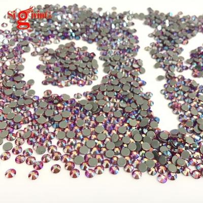 China 12 facet cut (same cuts) hot pink ab ss10 shiny faux stone ab round flat back fix stones for transfer pattern for sale