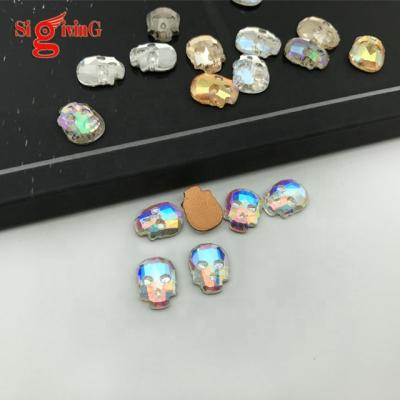 China Special Special Shape Shapes Hot Fix Rhinestones AB 8*10mm Skull Crystal Rhinestones for sale