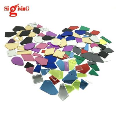 China Cut Edge Plus Sharper Flat Back Acrylic Sew-on Mirror Rhinestones For Clothes for sale