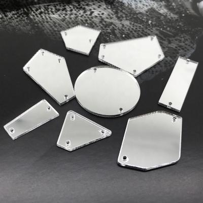 China Cut Edge Plus Wholesale Sharper Mirror Acrylic Stones In Flat Back Customized Mirror Sew On Crystal Mixed Colors Sew On Stones for sale