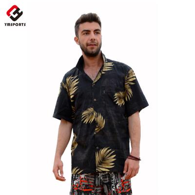 China Floral Digital Printed Hawaiian Shirt Anti Shrink Beach Vacation Polyester Short Sleeve Wholesale Custom Anti Shrink Shirt for sale