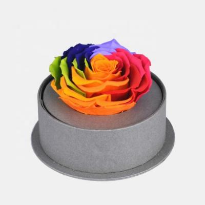 China Hot Sale Preserved Flower Rose Round Flower Box Eternal Rose Preserved Rose Wedding Gift Box for sale