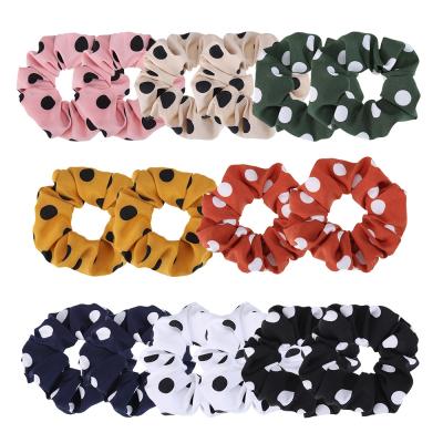 China New Ladies Fashion Hair Accessories Large Intestine Hair Ring Women Cute Elastic Korean Style Central Institute Wave Point Girl Floral Headdress for sale