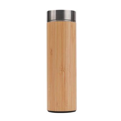 China PORTABLE Eco-friendly Bamboo Vacuum Flask Insulated Stainless Steel Water Bottles Coffee Tea Bamboo Tumbler With Strainer for sale