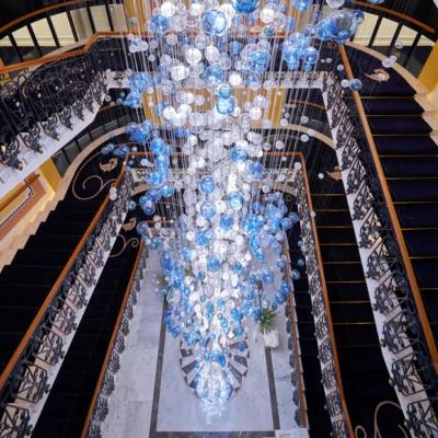 China Modern High Ceiling Custom Design Murano Glass Chandelier Hotel Lobby Wedding Large Project Luxury Staircase Chandelier Pendant Light for sale