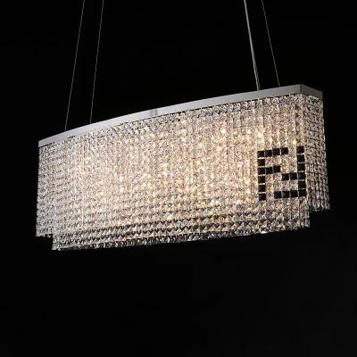 China Post-modern Rectangle Crystal Lamp Chandelier K9 Luxury High-grade Crystal Egypt Dining Room Pendant Light Ceiling Lamp for sale