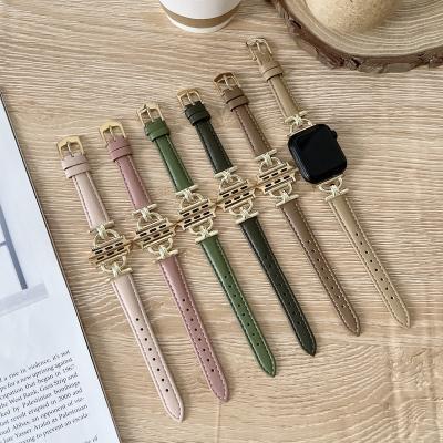 China 2022 New Charming Women Gold Buckle Lizard Pattern Genuine Leather Watch Band For Apple Watch Strap For Iwatch Se 7 38mm 40mm 44mm Duut-bd-118 for sale