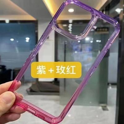 China Shockproof 2 In 1 Design Cell Phone Cases And Shockproof Luxury Bags For iPhone 13 Pro Max Gradient Color Phone Case TPU+PC Clear for sale