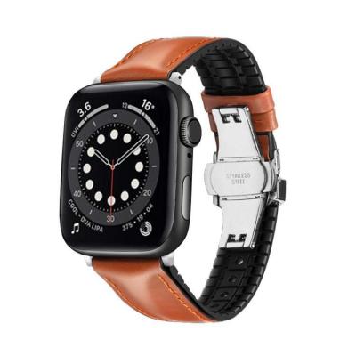 China Luxury Vintage Style Color Change Oil Leather Genuine Leather Watch Strap For Apple watch7 Se 6 1/2/3/4/5 Smart Watch band38mm 40mm 42mm 44mm for sale