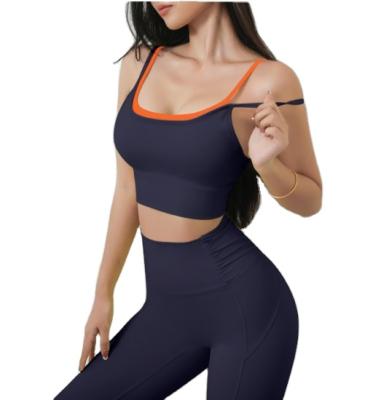 China 2021 New Women's Bra Set Contrast Color Activewear Buttlift Shockproof And Sports Gaiters Breathable Bra Set for sale