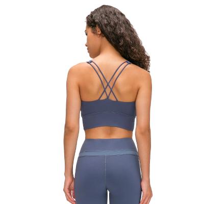 China Women's New Breathable Custom Made Long Line Bra Breathable Strap Yoga Sports Shockproof Cross Bra for sale