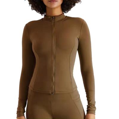 China Breathable Recycled Nylon Full Zipper Sport Yoga Tops Workout Apparel Fitness Crop Coats Winter Women Jacket for sale