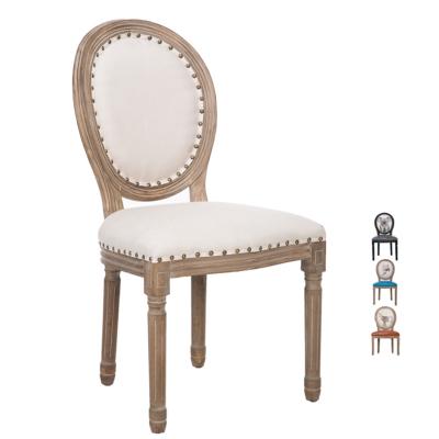 China Low MOQ OEM ODM Hotel Traditional Cheap Wedding Chair French Solid Wood Louis Dining Chair for sale