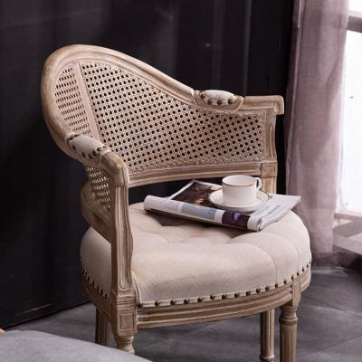 China (Other) Adjustable Antique Wooden Armchairs Solid Carved European Rattan Dining Chair for sale