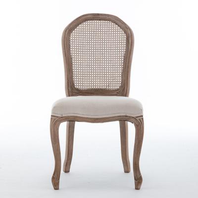 China (Other) European Style Adjustable Louis Chair Solid Wood Cane Back Rattan Restaurant Chair for sale