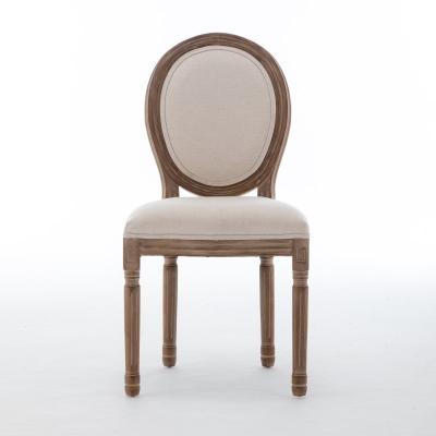 China Solid Wood Vintage Round PU Velvet French Louis Chairs Canvas Back Restaurant for sale