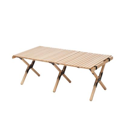 China Contemporary Portable Wooden Egg Roll Style Folding Camping Picnic Mass Production Outdoor Table for sale