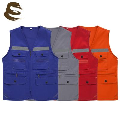 China Unisex Eco-Friendly Workwear Cotton Polyester Vest And Waistcoat Comfortable Multi-pocket With Reflective Markings Uniforms for sale