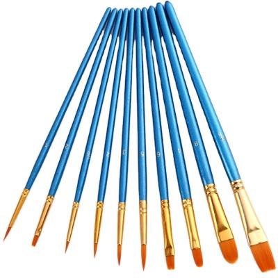 China Artist 10Pcs/set Acrylic Wooden Handle Paint Brushes Nylon Nylon Paint Brush Professional Art Supplies Stationery for sale