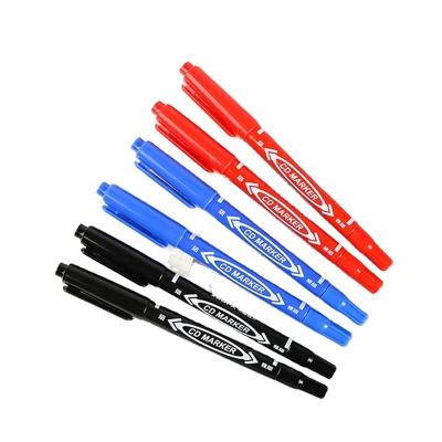 China Permanent Markers Blacken Blue Red Double Headed Marker Pen For CD Glass Fabric Paint Enrollment School Supplies CD Paper Steel Marker for sale