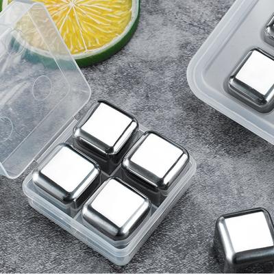 China Metal Whiskey Ice Cube Stones Stainless Steel Wine Vodka Beer Cooler Rocking Stones Longer Keep KTV Bar Cold Home Beer Boxed Gift for sale