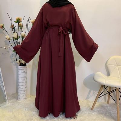 China Simple Modest Kaftan Islamic Clothing Abaya Muslim Dresses Solid Color Abaya Dubai Turkey For Women Customized Size for sale