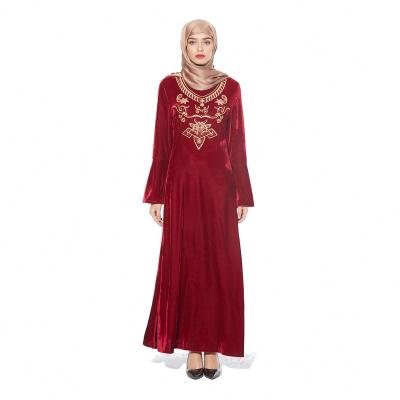 China 2018 Muslim Women's Clothing Long Sleeve Dress Fashion Dubai Modest Muslim Abaya Suits Muslim Abaya Front Closed To Embroider Abaya Dress for sale