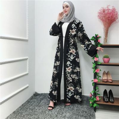 China Dubai Summer Long Abaya Fresh Flower Printed Muslim Women Open Abaya Cardigan for sale