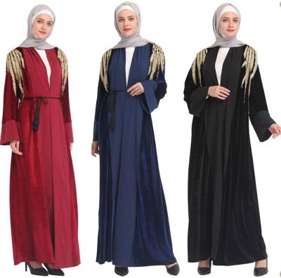 China Middle East Dubai Fashion Long Dress Velvet Elegant Cardigan Dress for sale