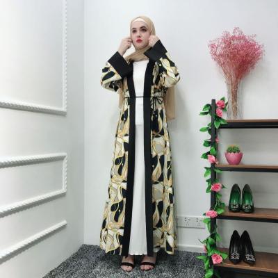 China Muslim Abaya Long Dress 2021 Floral Print Modest Elegant Long Dress Islamic Clothing for sale