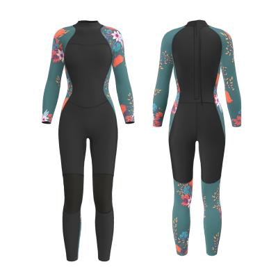 China 2022 Antibacterial Manufacturer 3mm Neoprene Scuba Diving Suits Back Zip Wetsuit Printed Women Wetsuit For Surfing for sale