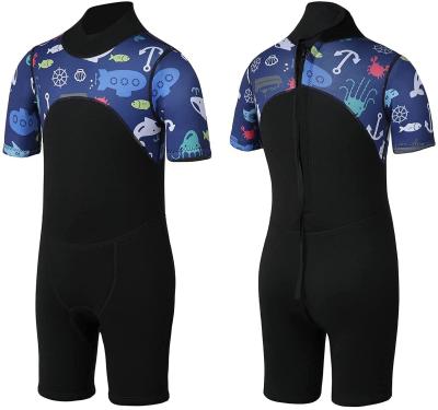 China New Arrival Antibacterial Short Sleeve Kids Wetsuit Wetsuit 3mm Neoprene Print Kids Diving Wetsuit For Boys And Girls for sale