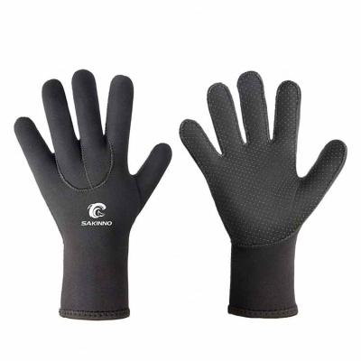 China Custom Logo 3MM 5 Finger Neoprene Waterproof Anti Slip Scuba Wetsuit Flexible Thermal Diving Gloves S-XL for sale