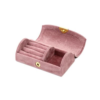 China Handmade Well Made Custom Handmade Velvet Portable Luxury Jewelry Box For Storage Travel Mirror for sale