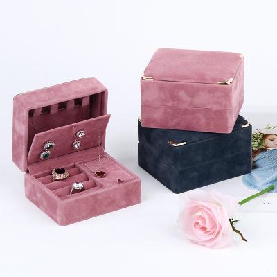 China Portable Organizer Cases Logo Jewelry Earring Small Case Eco-Friendly Velvet Custom Travel Case for sale