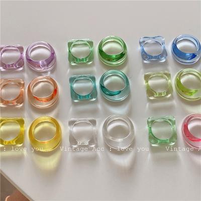 China CLASSIC South Korea Girl Color Ring Soft Candy Color Closed Ring Macaroon Transparent Ring for sale