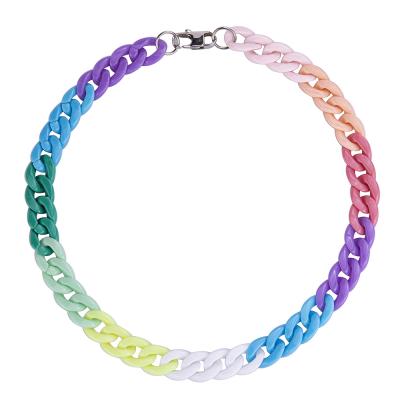 China Disco Disco Necklace Men And Women Street Hip Hop Hip Hop Hippie Hippie Color European Acrylic Rainbow Soft Rainbow Cuban Chain for sale