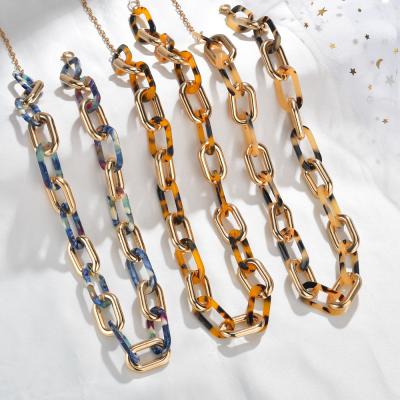 China European hiphop and American brands selling accessories CCB Amazon selling acetic acid dish leopard ring necklace for sale