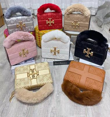 China New Fashion PU Lady Handbag One Shoulder Leather Cross-Body Bag Waterproof Plush Embossed Bag Women's Luxury Handbags for sale